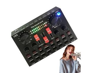 Live Sound Card DJ Sound Controller, Practical Sound Board Console, Compact Voice Changer Board, Portable DJ Sound Card For Stereo, Audio Mixing Console For Live Performance