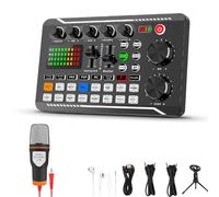 Live Sound Card with Dj Mixer Effects & Voice Changer, F998 Live Sound Card Audio Mixer, Live Sound Card Audio Mixer, Professional Sound Mixer Board, Voice Changer Sound Board Live Sound Card (B)