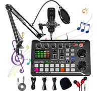 Live Sound Card with Dj Mixer Effects & Voice Changer, F998 Live Sound Card Audio Mixer, Sound Card for Live Streaming, 16 Special Effects Ambient Sounds, Professional Sound Board for Gaming (E)