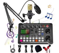 Live Sound Card with Dj Mixer Effects & Voice Changer, F998 Live Sound Card Audio Mixer, Sound Card for Live Streaming, 16 Special Effects Ambient Sounds, Professional Sound Board for Gaming (D)