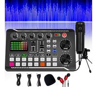 Live Sound Card with Dj Mixer Effects & Voice Changer, F998 Live Sound Card Audio Mixer, Sound Card for Live Streaming, 16 Special Effects Ambient Sounds, Professional Sound Board for Gaming (C)