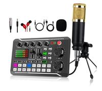 Live Sound Card with DJ Mixer Effects & Voice Changer, F998 Live Sound Card Audio Mixer,Voice Changer Sound Board for Xbox,Live Sound Card Audio Mixer for Streaming, with Multiple Sound Effects (B)
