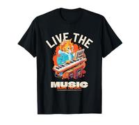 Live The Music Dance The Beat (Divertido gráfico de Gato) Camiseta