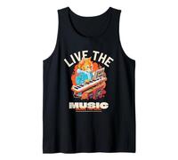 Live The Music Dance The Beat (Divertido gráfico de Gato) Camiseta sin Mangas