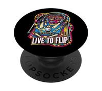 Live To Flip Pinball Machine Retro Arcade Gamer PopSockets PopGrip Adhesivo