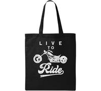 Live to Ride - Bolsa de algodón ecológico natural, color negro, Black, Talla única