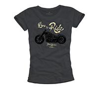 Live TO Ride - Camisetas graciosas con Motos para Mujer - Gris L