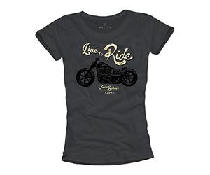 Live TO Ride - Camisetas graciosas con Motos para Mujer - Gris S