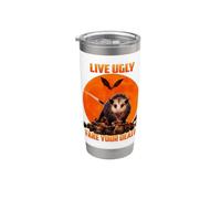 Live Ugly Fake Your Death Graphic Scary Halloween Opossum Vaso térmico de acero inoxidable de doble pared