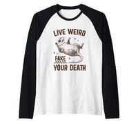 Live Weird Fake Your Death Possum Cita Camiseta Manga Raglan