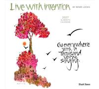 Live with Intention 2027 12 X 24 Inch (Hanging) Monthly Square Wall Calendar Featuring the Artwork of Renee Locks Plastic-Free