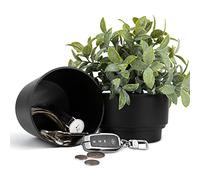 Livebe Maceta con compartimento secreto y seguro oculto, ocultador de llave secreta, oculta una caja fuerte secreta (negro)