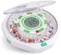 LiveFine - Dispensador automático de pastillas de 28 días con tapa transparente con pantalla LCD mejorada y bloqueo de llave, sonido y luz para recetas, medicamentos, vitaminas, suplementos y más