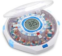 LiveFine - Dispensador automático de píldoras WiFi y sistema de monitoreo remoto de medicamentos con llave de bloqueo, organizador de medicamentos de 28 días de hasta 9 dosis por persona, alarmas de