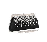 LiveGo Bolso de noche para mujer, con lazo brillante, para boda, fiesta, cóctel, graduación, etc, Black, M