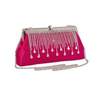 LiveGo Bolso de noche para mujer, con lazo brillante, para boda, fiesta, cóctel, graduación, etc, rosa roja, M