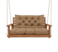 LiveGo Cojín de banco impermeable para columpio de porche, cojín de repuesto para silla de jardín de 2 a 3 plazas con lazos para patio, exterior, patio trasero y jardín (color caqui, 150 x 100 x 10 cm