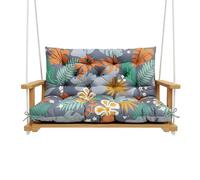 LiveGo Cojín de banco impermeable para columpio de porche, cojín de repuesto para silla de jardín de 2 a 3 plazas con lazos, patio, exterior, patio trasero y jardín (flor, 150 x 100 x 10 cm)