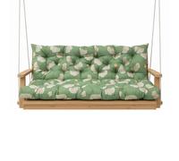 LiveGo Cojín de banco impermeable para columpio de porche, cojín de repuesto para silla de jardín de 2 a 3 plazas con lazos para patio, exterior, patio trasero y jardín (ginkgo, 100 x 100 x 10 cm)