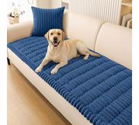 LiveGo Funda de sofá de terciopelo color leche, lavable, apta para mascotas, protector de sofá antideslizante para 2/3/4 plazas, funda suave resistente a los perros para sala de estar (azul marino E