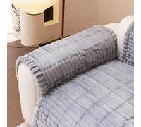 LiveGo Funda de sofá de terciopelo color leche, lavable, apta para mascotas, protector de sofá antideslizante para 2/3/4 plazas, funda suave resistente a los perros para sala de estar (gris claro E