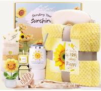 LIVEHITOP Regalos para Mujer, Girasol Regalos Originales con Manta Sofa Relajación Regalo Set Amiga Hermana Mamá Esposa San Valentín, Navidad, Día de la Madre