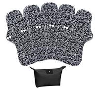 LIVEHITOP - Servilletas higiénicas reutilizables - Menstrual - Paño lavable orgánico de bambú carbón de poliéster con bolsa para incontinencia posparto para mujer (5 x XL + bolsa)