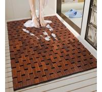 Liveinu Alfombra de Ducha Antideslizante de Láminas de Bambú Plegable Alfombras Baño Madera para Ducha, Bañera, Sauna, Marrón, 40x60cm