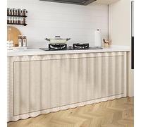Liveinu Cortinas Cortas, Cortinas de Debajo del Fregadero, Cortina para Café, Cortinas de Puerta de Estilo nórdico, sombreado y ventilación, Beige, 140x50cm