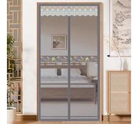 Liveinu Mosquitera Puerta Magnética Ensanchado Cinta de 4cm Sin Taladrar Cortina Mosquitera Exterior Cierre Automático para Balcón,Cocina,Dormitorio,Correderas,Garaje o Patio, Gris 1, 90x205cm