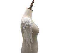 Liveish Apliques de encaje de alas de ángel en 3D, apliques de guipur para coser en vestido de novia, insignia, 1 par de espejos (blanco)