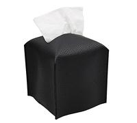 Livelab Caja de pañuelos faciales moderno cuadrado de piel sintética dispensador de papel para encimeras de baño soportes de noche escritorio de oficina decoración de coche 5 x 5 x 5 pulgadas negro