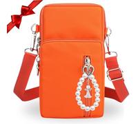 LiveLaif® - Bolsitos para Moviles | Nailon, Acolchado, 4 Compartimentos, Movil hasta 7,2" | Porta Movil Bolso | Bandolera Movil Mujer | Bolso Movil Mujer Bandolera (Naranja)