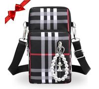 LiveLaif® - Bolsitos para Moviles | Nailon, Acolchado, 4 Compartimentos, Movil hasta 7,2" | Porta Movil Bolso | Bandolera Movil Mujer | Bolso Movil Mujer Bandolera (Cuadros)