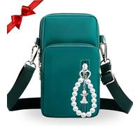 LiveLaif® Bolso Bandolera Mujer Grande | Para Moviles hasta 7,2", Llavero Perlas Extraible, 4 compartimentos | Bolsitos para Moviles | Bolsos verano Mujer (Verde)