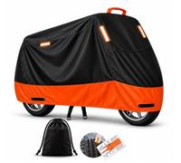 LiveLaif Funda Moto Impermeable Oxford 210D +Bols Medidor Neumáticos (2XL) | Funda para Moto Exterior Impermeable, Cubre Moto con Asa, 3 Reflectantes, Orificios Candado - Funda de moto (2XL=245x105x125)