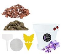 LiveLaif® Kit Transplante Orquideas: Maceta Orquidea TRASLUCIDA ⊘17cm (Agujeros y Plato) + Sutrato Orquideas Premium con Corteza de Pino, Coco, Arlita, Perlita, Vemiculita, Abono NPK + Accesorios