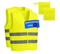 LiveLaif®- Pack 2 Chaleco Reflectante Homologado + 2 Bolsas | Certificados ISO, TallaUnica, Unisex | Chaleco Coche Homologado DGT | Chaleco Running, Chaleco Trabajo, Chaleco Reflectante Moto