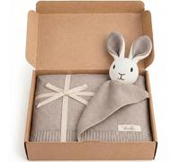 Livella | Manta Bebé 2en1-100x75cm con Peluche Conejo Gris - Cobertor Tejido Algodón Orgánico Gots - Arrullo Extra Suave Transpirable Recién Nacido - Canastilla Regalo Nacimiento Premium Oeko-Tex