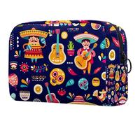 Lively Mexico City - Bolsa de cosméticos para mujer, neceser de viaje, bolsa organizadora de maquillaje grande con cremallera, multicolor, 18.5x7.5x13cm/7.3x3x5.1in, Neceser
