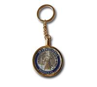 LivelyBuy Llavero de San Cristóbal dorado con medallón santo patrón de automovilistas, conductores y viajeros, medallón cristiano, símbolo religioso, llavero de moneda, regalo espiritual