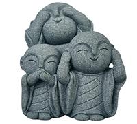 livelyfish Estatua de Monje rezante de Buda japonés, Jizo, Bosatsu, Feng Shui, Arenisca, Feliz y Sonriente, Figura en Miniatura para pecera, Acuario, decoración del hogar, jardín, 13