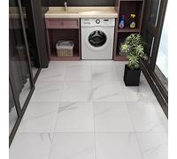 Livelynine 16 Losetas Suelo Vinilo Autoadhesivo Marmol Vinilo Suelo Autoadhesivo Blanco Losetas Vinilo para Suelo 30X30CM Suelo Vinilico Resistente para Baño Cocina Habitación Salón Pasillo Lavadero
