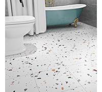 Livelynine 32 Losetas Suelo Vinilo Autoadhesivo Blanco Vinilo Suelo Efecto Terrazo Suelos Vinilico Baño Adhesivo Suelos Vinilos Autoadhesivo para Cocina Vinilos Adhesivos 30CMx30CM