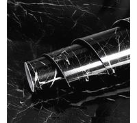 Livelynine 40CMX1000CM Papel Pintado Marmol Autoadhesivo Rollo Vinilo Marmol Negro Adhesivo Papel Marmol Vinilos Adhesivos Muebles Papel Adhesivo Para Muebles Vinilos Para Mesas Encimeras Cocina