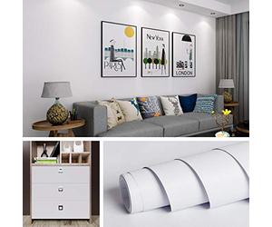 Livelynine 40CMX500CM Papel Pintado Blanco Liso Papel Adhesivo Para Muebles Blanco Papel Pared Autoadhesivo Rollo Vinilo Papel Pintado Pared Dormitorio Infantil Armario Vinilo Adhesivo Manualidades