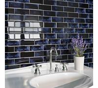 Livelynine Azulejos Adhesivos Baño Azul 30x30CM Baldosas Adhesivas Pared Cocina 3D Vinilo Adhesivo Pared Cocina 16-Losetas Lavable Azulejos Adhesivos Cocinas Efecto Marmol Oscuro Vinilos Baño Azulejo