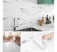 Livelynine Azulejos Adhesivos Cocina Blanco Efecto Marmol Lamas Vinilicas Adhesivas Pared Baño Baldosas Adhesivas Pared Cocina Imitacion Marmol 60x30cm Suelo Vinilo Autoadhesivo Gris Claro, 4 Losetas