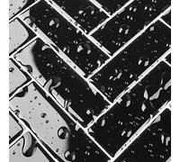 Livelynine Azulejos Adhesivos Cocina Negro 30X30CM Lavable Azulejos Adhesivos Baño 3D Losetas Vinilo para Paredes Espina de Pescado Baldosas Adhesivas Pared Vinilos Adhesivos para Azulejos, 4 Losetas