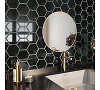 Livelynine Azulejos Adhesivos Cocina Negro Azulejos Adhesivos Baño 3D Hexagonal Baldosas Adhesivas Pared Cocina Marmol 30x30 Lavable Losetas Vinilo para Paredes de Baño Vinilo Adhesivo Pared 4 Losetas